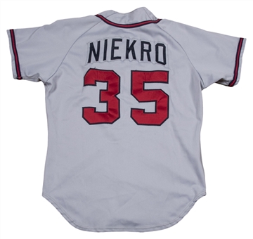 1991 Phil Niekro Game Worn and Signed Minor League Richmond Braves Managers Road Jersey (JSA) 